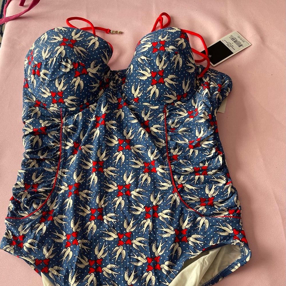 NWT Sz LARGE Juicy Couture underwire, Shoulder Tie Maillot Mail Multi Swimsuit
